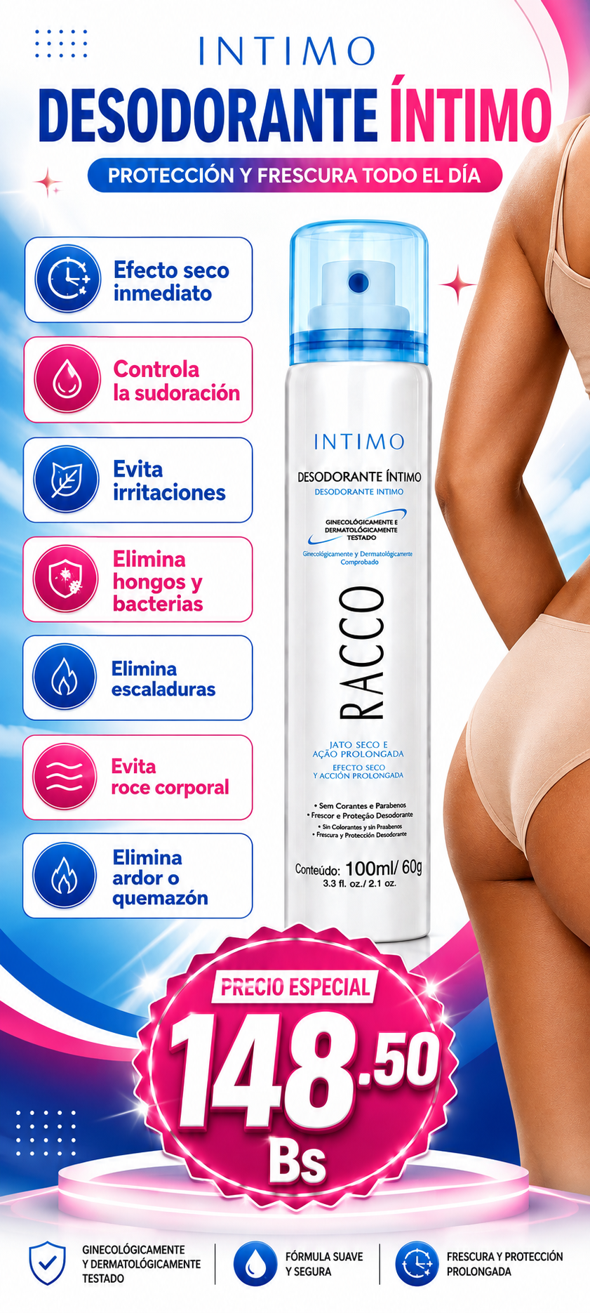 Spray Íntimo Efecto Seco Racco